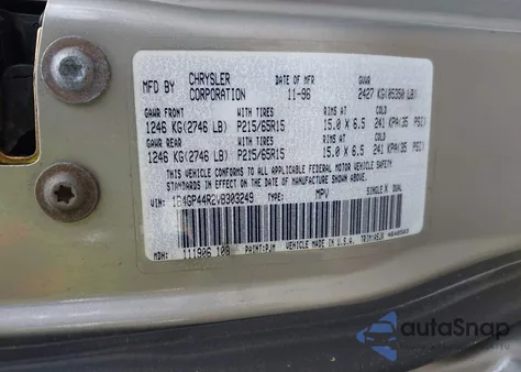 1997 Dodge Grand Caravan Se z USA, uszkodzony, nr VIN 1B4GP44R2VB303249